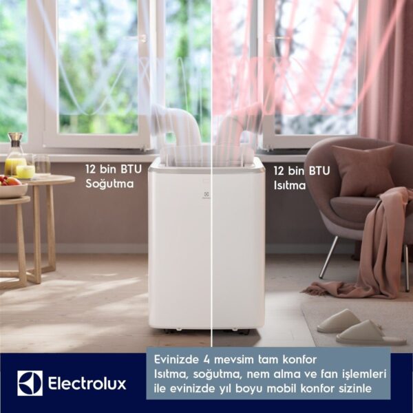 Electrolux EXP34U339HW 600 Serisi Comfort 12 Bin BTU Isıtma Soğutma Nem Alma Fan Fonksiyonlu Wi-Fi A/A+ Enerji Sınıfı Mobil Klima