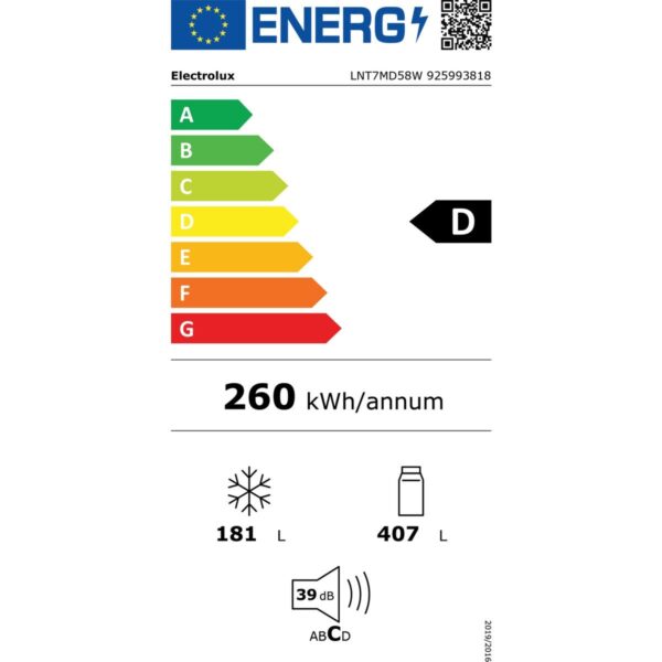 Electrolux LNT7MD58W Twintech No-Frost 588 Lt 84 cm Alttan Donduruculu Buzdolabı D Enerji Sınıfı Beyaz