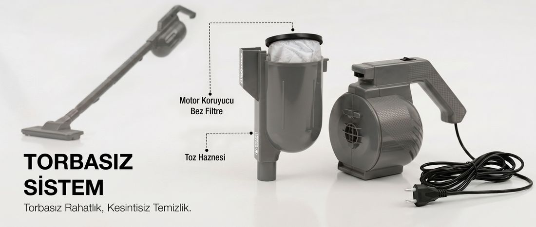Fantom P1200 Pratic-s Toz Torbasız Elektrikli Dikey Süpürge