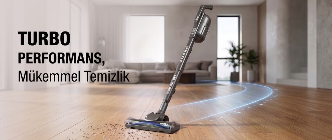 Fantom Pratic Aır Power P 1250 Antrasit Torbasız Dönebilen Turbo Başlıklı Dikey Süpürge