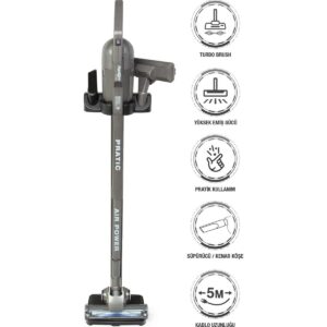 Fantom Pratic Aır Power P 1250 Antrasit Torbasız Dönebilen Turbo Başlıklı Dikey Süpürge HBCV00005BP0PD
