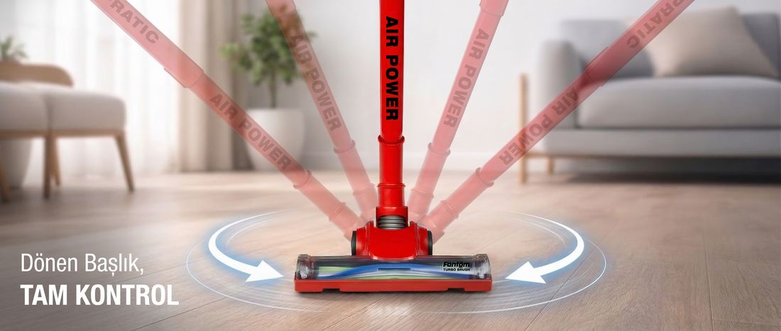 Fantom Pratic Aır Power P 1250 Kırmızı Dikey Süpürge Torbasız 1 L Toz Haznesi ile Güçlü Emiş