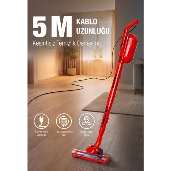 Fantom Pratic Aır Power P 1250 Kırmızı Dikey Süpürge Torbasız 1 L Toz Haznesi ile Güçlü Emiş