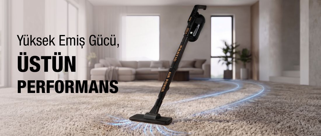 Fantom Pratic Aır Power P 1250 Siyah Torbasız Dönebilen Turbo Başlıklı Dikey Süpürge