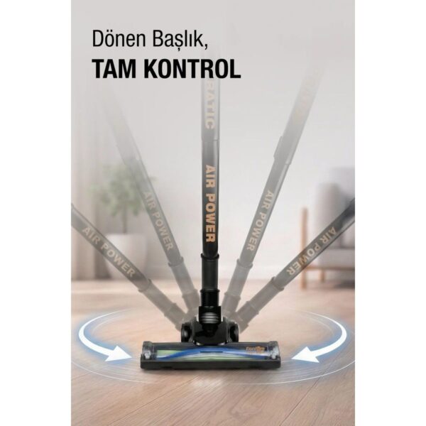 Fantom Pratic Aır Power P 1250 Siyah Torbasız Dönebilen Turbo Başlıklı Dikey Süpürge