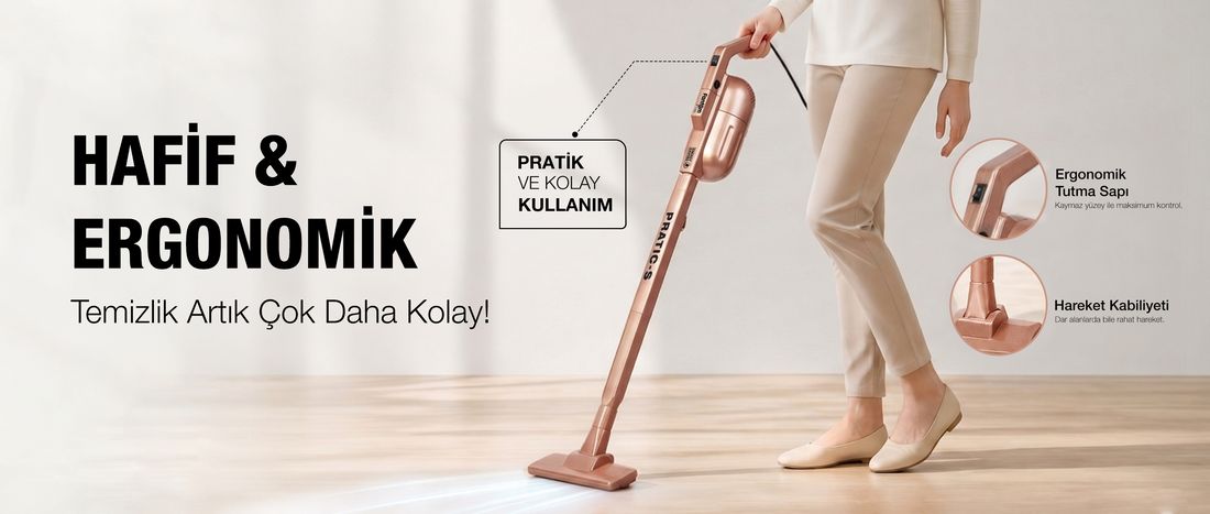 Fantom Pratıc-S P 1200 Dikey Süpürge Rose Gold Toz Haznesi Var 0,2 L Güçlü Emiş Teknolojisi
