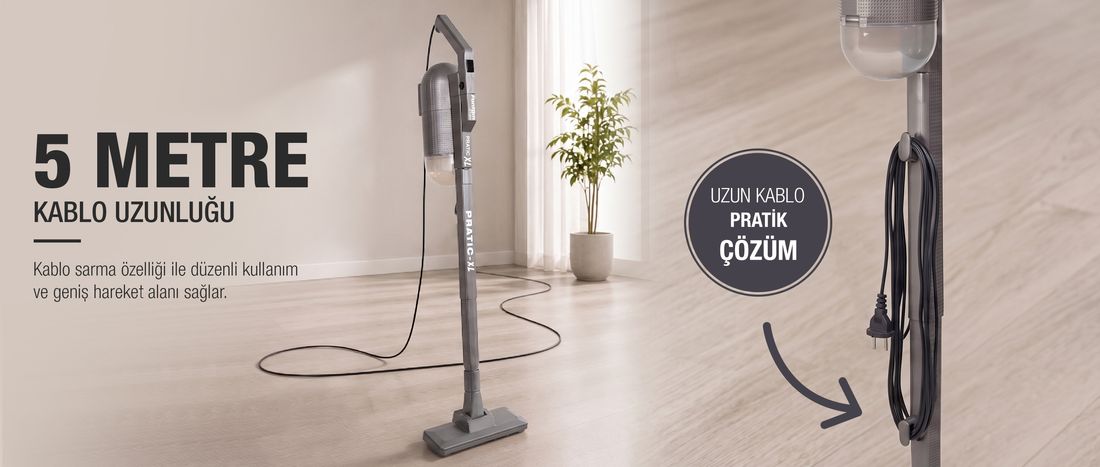 Fantom Pratik-XL P 1300 Dikey Süpürge 500 W Gri Toz Torbasız Kullanım ve