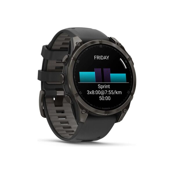 Garmin Fenix 8 – 47MM, Amoled Sapphire Karbon Gri Dlc Titanyum Siyah/gri Kayışlı