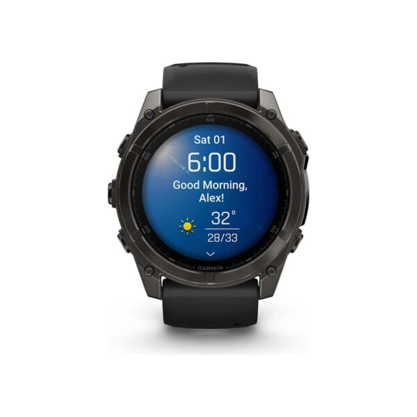 Garmin Fenix 8 – 51MM Amoled Sapphire Karbon Gri Dlc, Siyah/gri Silikon Kayışlı