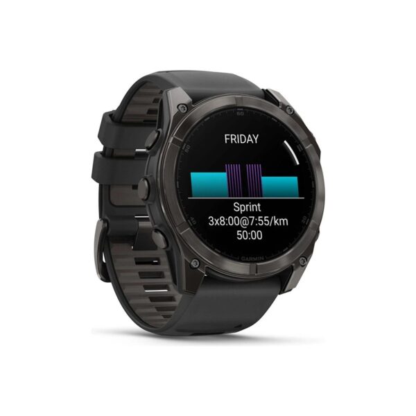 Garmin Fenix 8 – 51MM Amoled Sapphire Karbon Gri Dlc, Siyah/gri Silikon Kayışlı