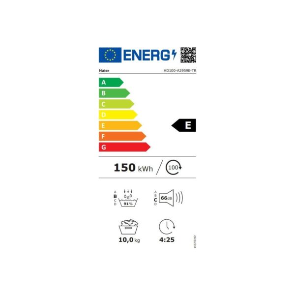 Haier HD100-A2959E-TR 10 kg Isı Pompalı Kurutma Makinesi Wi-Fi Bağlantılı E Enerji Sınıfı