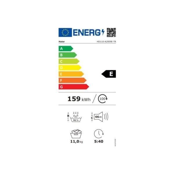 Haier HD110-A2959E-TR 11 kg Wi-Fi Bağlantılı Isı Pompalı Kurutma Makinesi