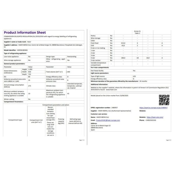 Haier HDR5818DNSS D Enerji Sınıfı 640 Lt Kombi Tipi No Frost Buzdolabı