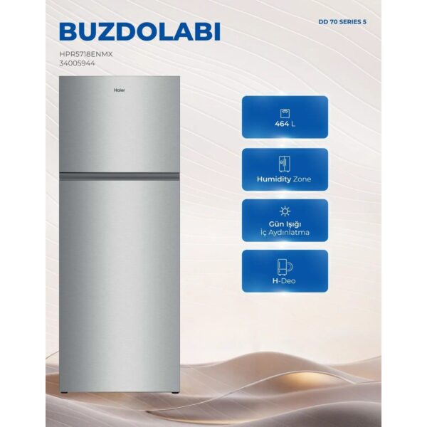 Haier HPR5718ENMX E Enerji Sınıfı 464 Lt No Frost Buzdolabı