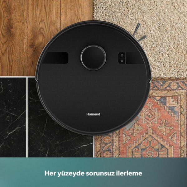 Homend Alex Laser 1291H Moplu ve Haritalamalı Akıllı 5 Kpa Robot Süpürge Siyah