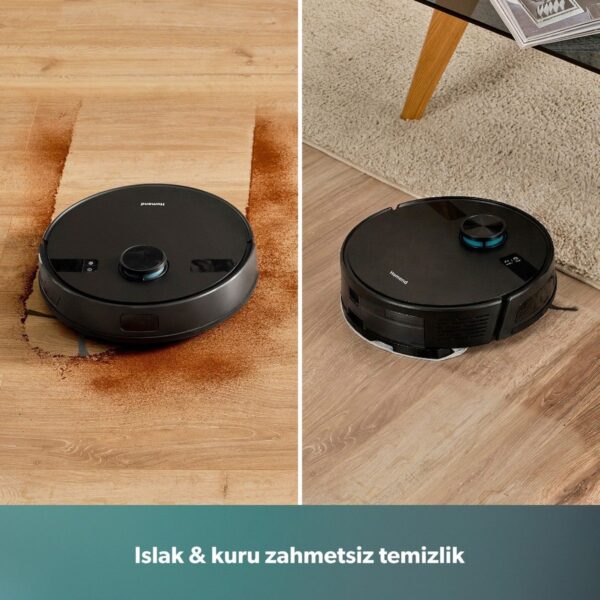 Homend Alex Laser 1291H Moplu ve Haritalamalı Akıllı 5 Kpa Robot Süpürge Siyah