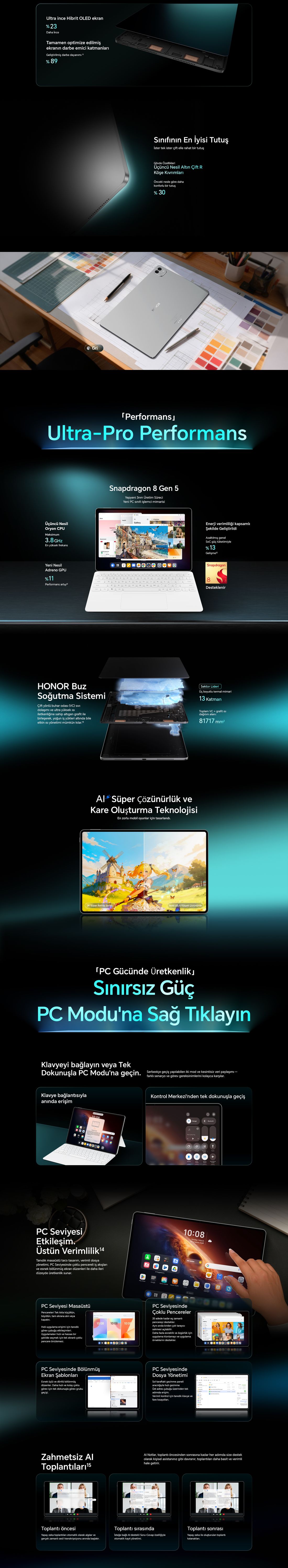 Honor Magic Pad 4 12GB RAM 256GB+ Klavye + Kalem Depolama Siyah Renkli Android Tablet 12,4 İnç Ekran