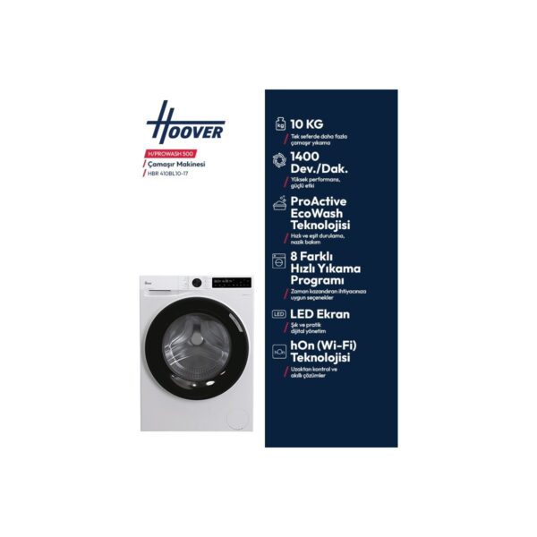 Hoover Hbr 410BL10-17 10 kg Wi-Fi Bağlantılı 1400 Devir Çamaşır Makinesi
