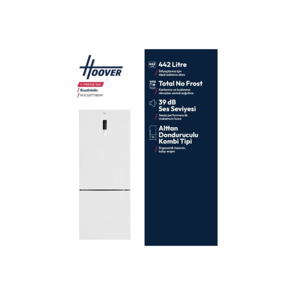 Hoover HOCG5T718EW1 E Enerji Sınıfı 442 Lt Wi-Fi Bağlantılı Kombi Tipi No Frost Buzdolabı