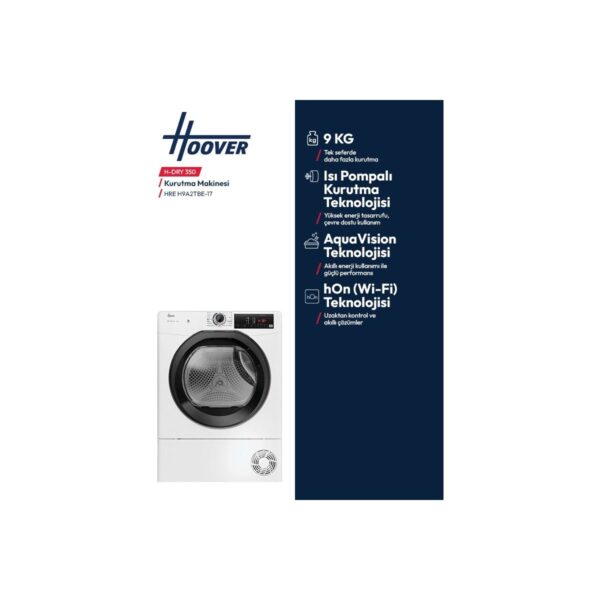 Hoover HREH 9A2TBE-17 9 kg Wi-Fi Bağlantılı Isı Pompalı Kurutma Makinesi
