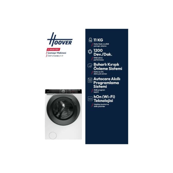 Hoover HWP 211AMBC/1-17 11 kg Wi-Fi Bağlantılı 1200 Devir Çamaşır Makinesi