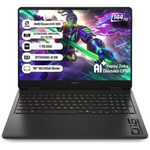 Hp Omen C12CPEA AMD Ryzen AI 9 365 32GB 1tb SSD RTX5060-8GB Freedos 16" Wuxga 144Hz Taşınabilir Bilgisayar HBCV00009RYIN1