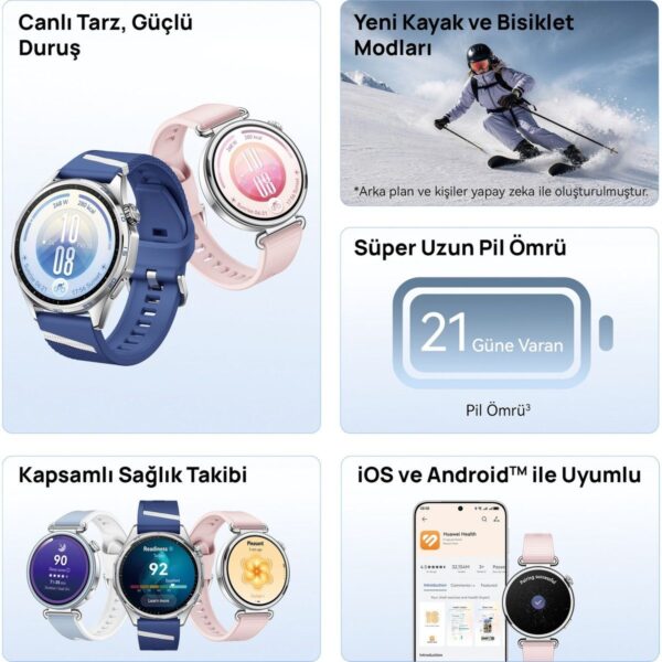 Huawei Watch GT 7 46 mm Akıllı Saat – Siyah, 21 Güne Varan Pil Ömrü, NFC Ödeme, Kayak ve Bisiklet Modları, iOS ve Android Uyumlu