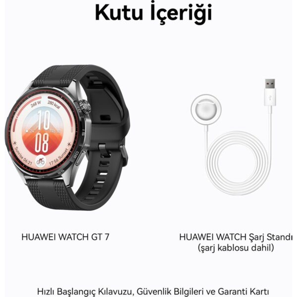 Huawei Watch GT 7 46 mm Akıllı Saat – Siyah, 21 Güne Varan Pil Ömrü, NFC Ödeme, Kayak ve Bisiklet Modları, iOS ve Android Uyumlu