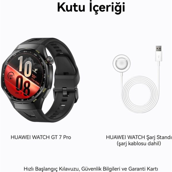 Huawei Watch GT 7 Pro 46 mm Akıllı Saat – Siyah, Titanyum Kasa, iOS me Android Uyumlu, EKG, Nano Seramik Bezel, 21 Güne Varan Pil Ömrü