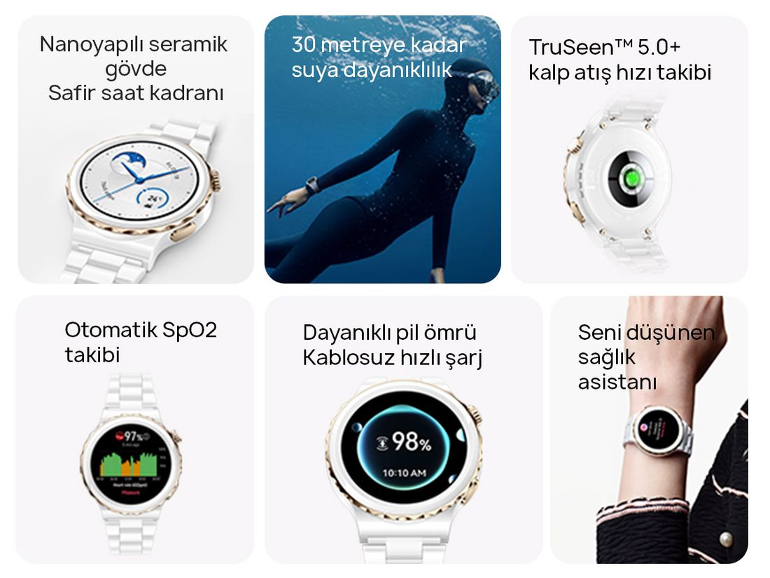 Huawei Watch GT3 Pro 43MM Seramik Kasa Akıllı Saat Modeli ile Spor ve Günlük Kullanım Uyumlu