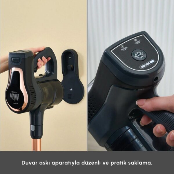 Karaca Power Up Pro 25 Watt Dik Süpürge Bakır Renk 0,6 Litre Toz Haznesi ile Güçlü Emiş