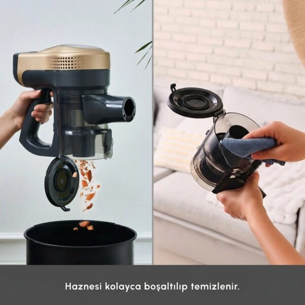 Karaca Power Up Pro 350 W Dik Süpürge Altın Renk HEPA Filtreli 0,6 L Toz Haznesi ile Güçlü Temizlik