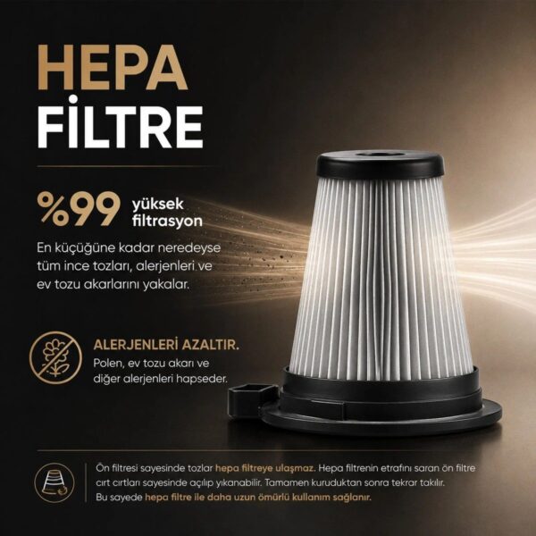 Karaca Power Up Pro 350 W Dik Süpürge Altın Renk HEPA Filtreli 0,6 L Toz Haznesi ile Güçlü Temizlik