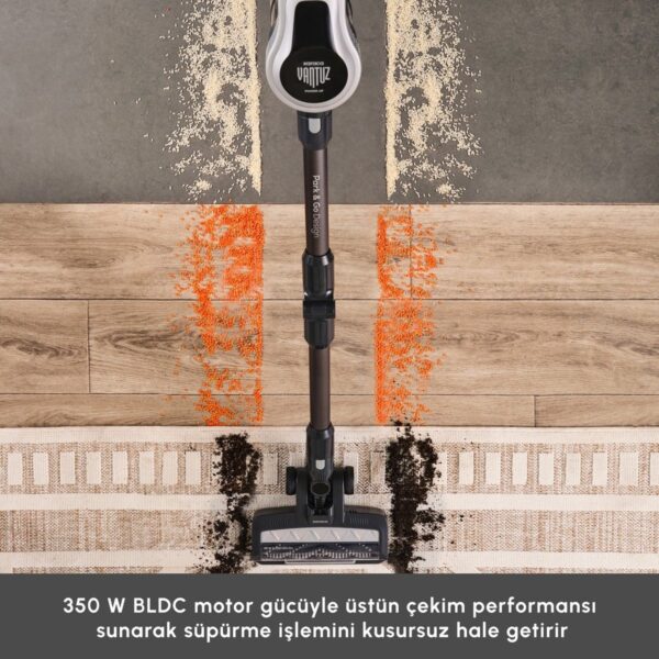 Karaca Vantuz Power Up Max Dikey Süpürge Silver 0,6 L Toz Haznesi ile Turbo Başlık Özellikli