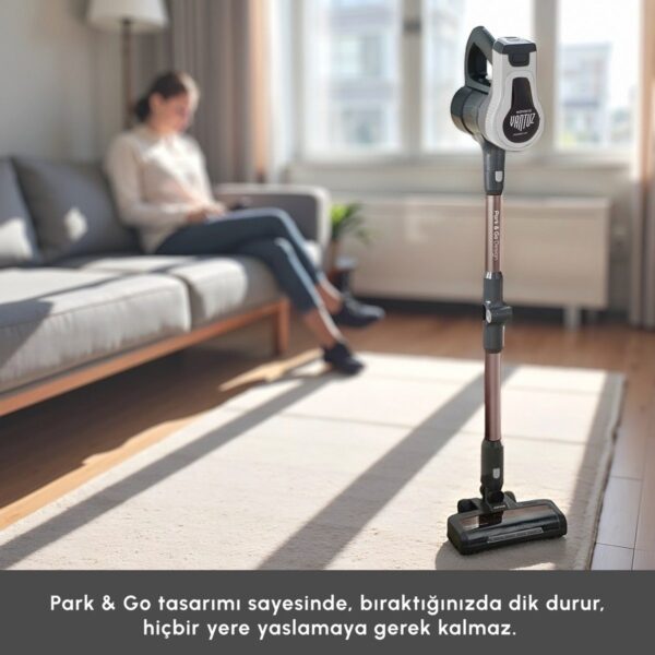 Karaca Vantuz Power Up Max Dikey Süpürge Silver 0,6 L Toz Haznesi ile Turbo Başlık Özellikli