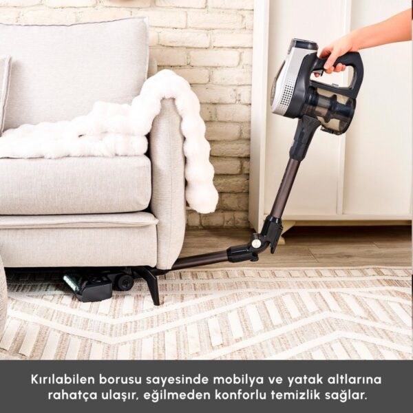 Karaca Vantuz Power Up Max Dikey Süpürge Silver 0,6 L Toz Haznesi ile Turbo Başlık Özellikli