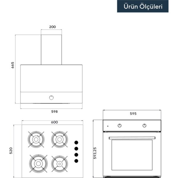 Kumtel Home Beyaz Cam Ankastre Set