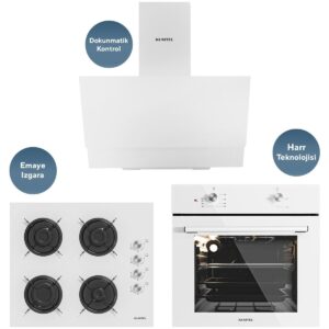 Kumtel Home Plus Beyaz Cam Ankastre Set HBCV00007WBXTQ