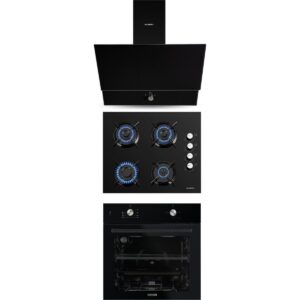 Kumtel Home Siyah Cam Ankastre Set (DA6-830 Davlumbaz + KO-40 TAHDF Ocak+ B66-S2 Fırın) HBV00000XXH0B