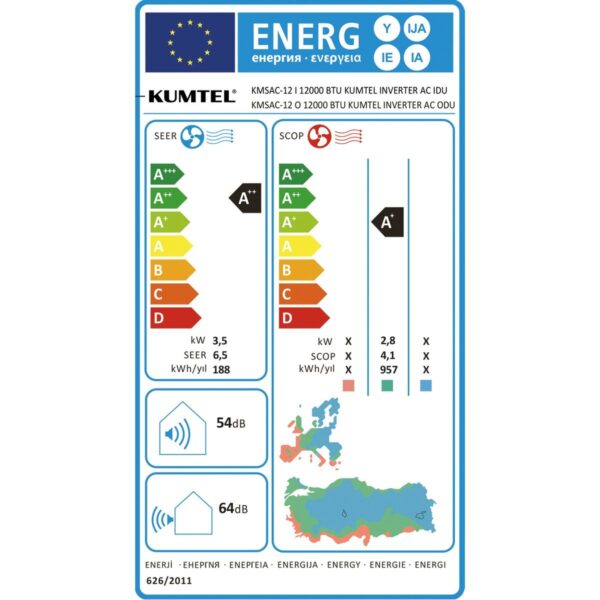 Kumtel Matsu KMSAC-12 A++ Inverter Duvar Tipi Split Klima (Montaj Dahil)