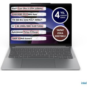 Lenovo Ideapad Pro 5 14IAH10 Intel Ultra 5-225H 32GB 1tb SSD 14" OLED 83JK002BTR Freedos Taşınabilir Bilgisayar HBCV0000B3E0KN