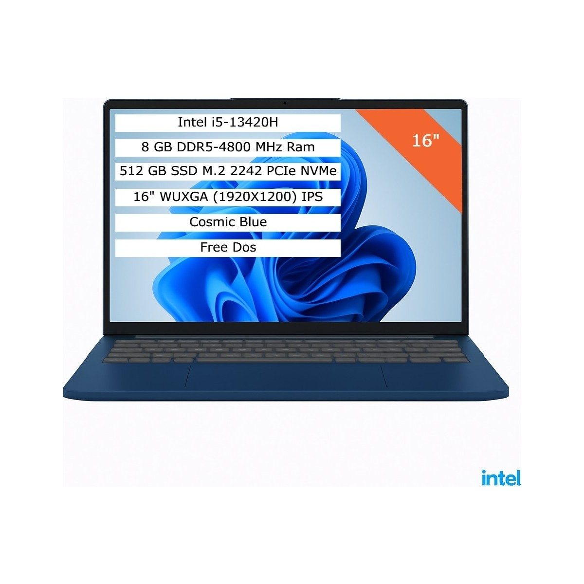 Lenovo Ideapad Slim 3 Intel Core I5-13420H 8gb 512GB SSD 16" Wuxga IPS Fdos Taşınabilir Bilgisayar 83K2001RTR HBCV00008FFT9P