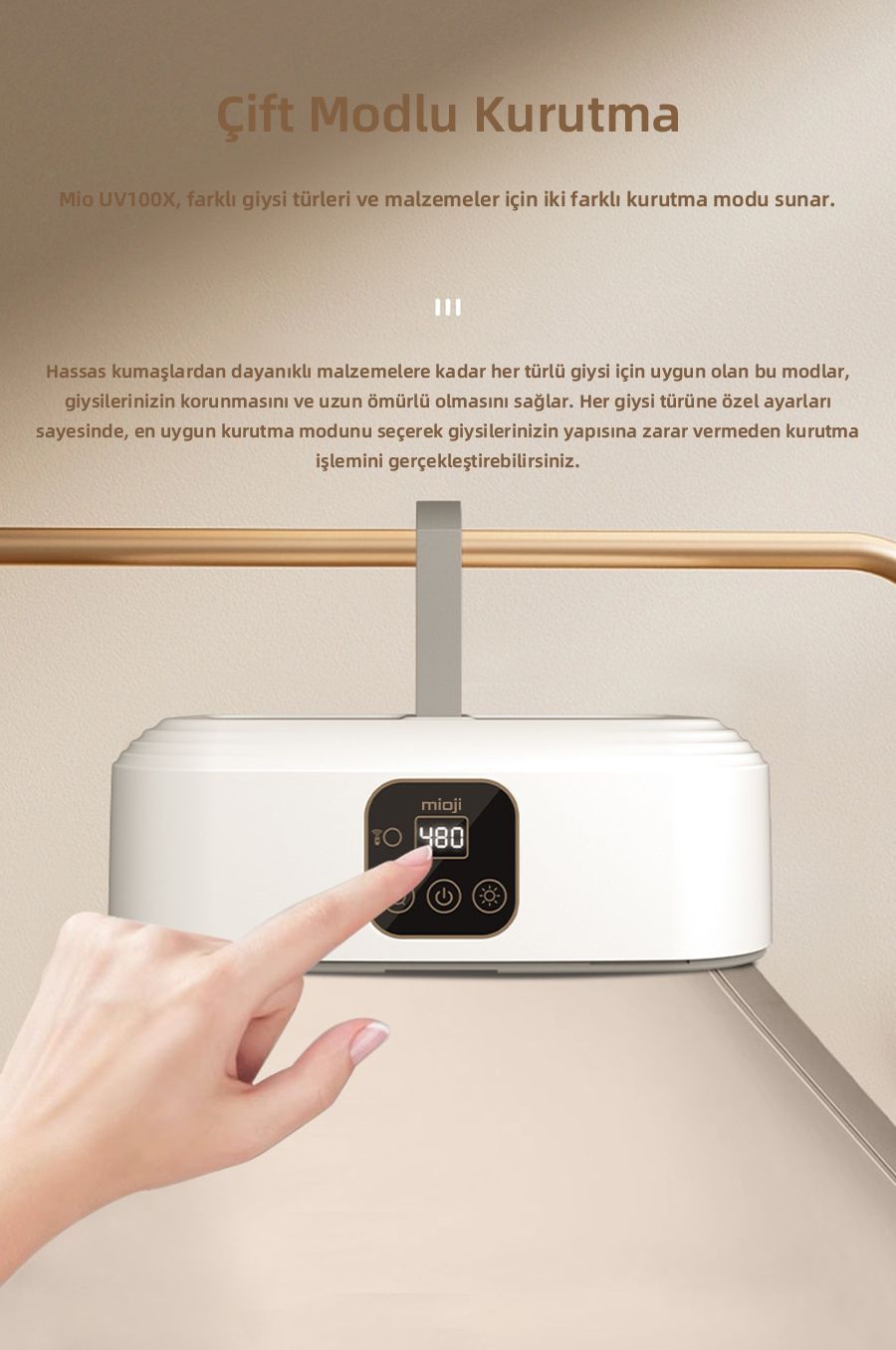 Mioji UV100X Yeni Nesil UV Işıklı Taşınabilir Portatif Askılı Katlanabilir Çamaşır Kurutma Makinesi