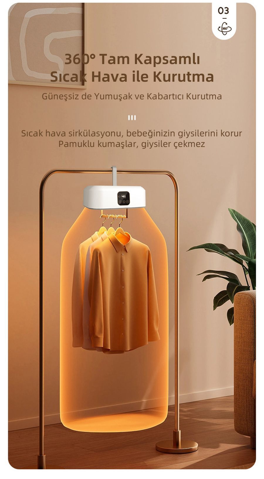 Mioji UV100X Yeni Nesil UV Işıklı Taşınabilir Portatif Askılı Katlanabilir Çamaşır Kurutma Makinesi