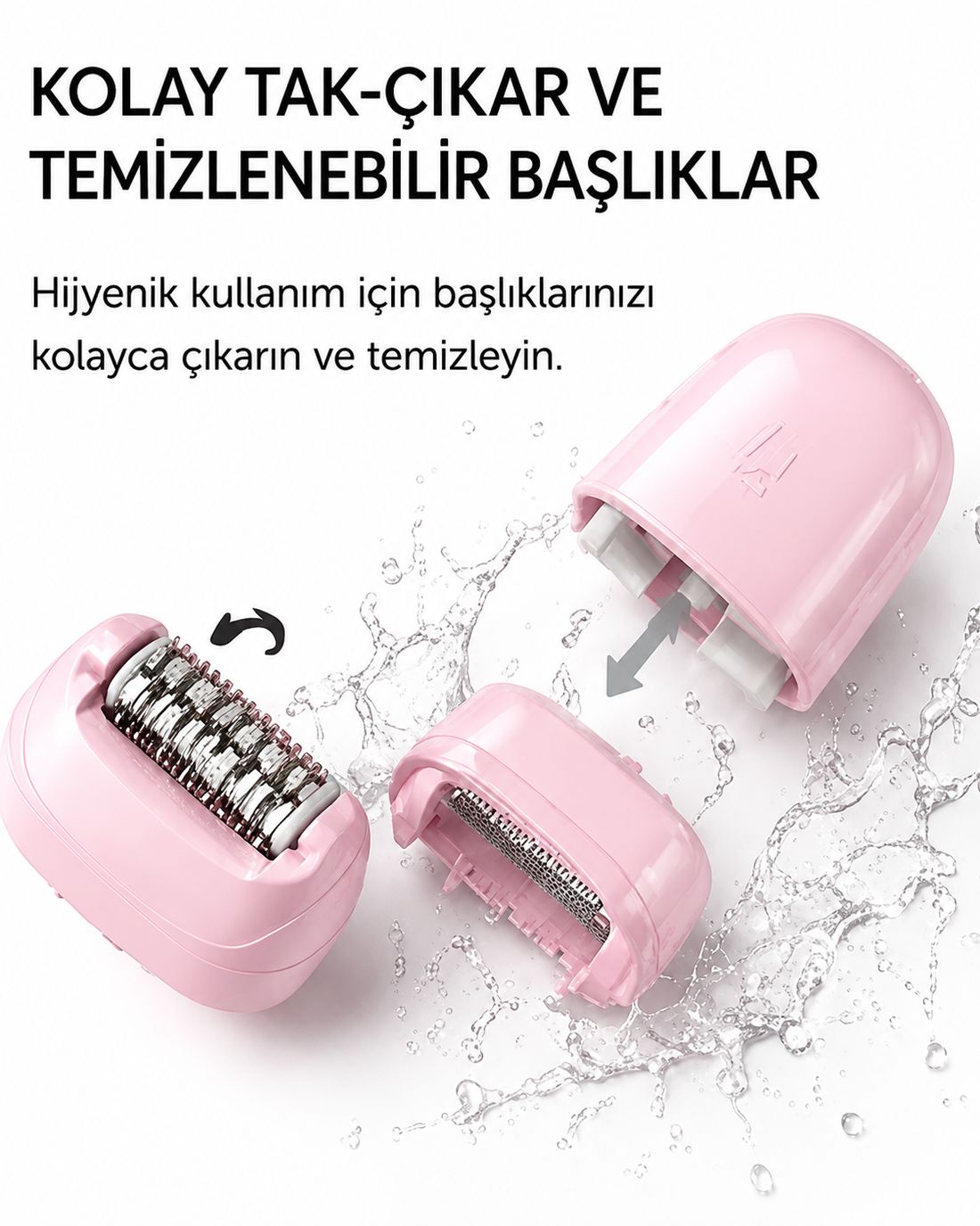 Mkio 7 Parça Şarjlı Işıklı Epilatör, LED Ekranlı Epilasyon Cihazı, 2 Kademe Hız Ayarı, 60 Dakika Kullanım, Yüz-KoltukAltı-BikiniBölgesi-Bacak Islak-Kuru Kullanım, Kadın Tıraş Cihazı