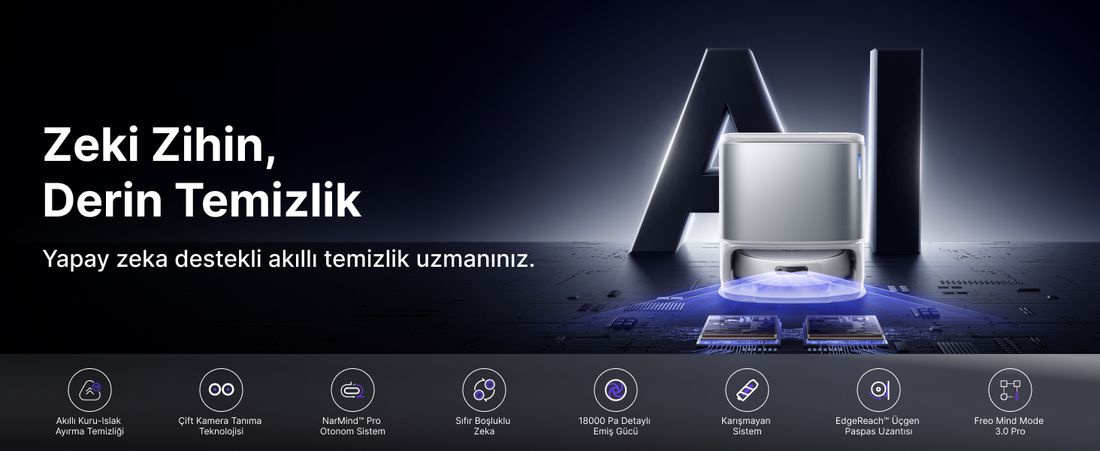 Narwal Freo Z10 Ultra Akıllı Robot Süpürge Gri 18.000PA Emiş Gücü Sert Zemin Kullanımı için