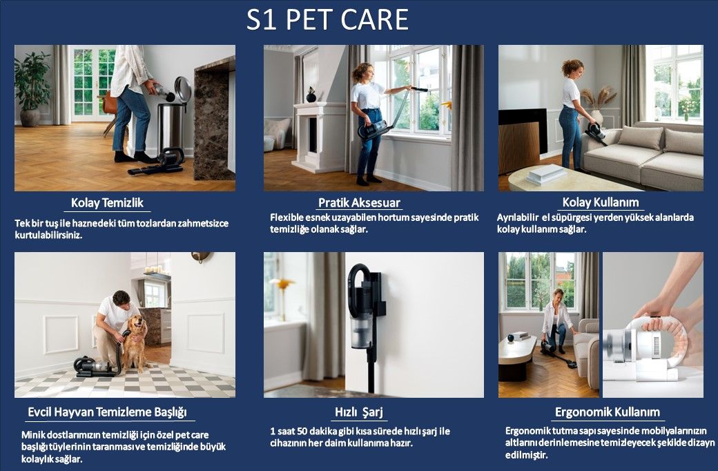 Nilfisk S1 Pet Care Hepa 14 Filtreli Dikey Şarjlı Süpürge