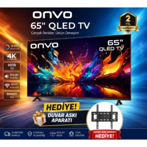 Onvo 65” QLED 4K Ultra Hd Google Smart Tv | HDR10 | Dolby Audio | Wi-Fi | Duvar Askı Aparatı Hediyeli HBCV0000FFDTIZ