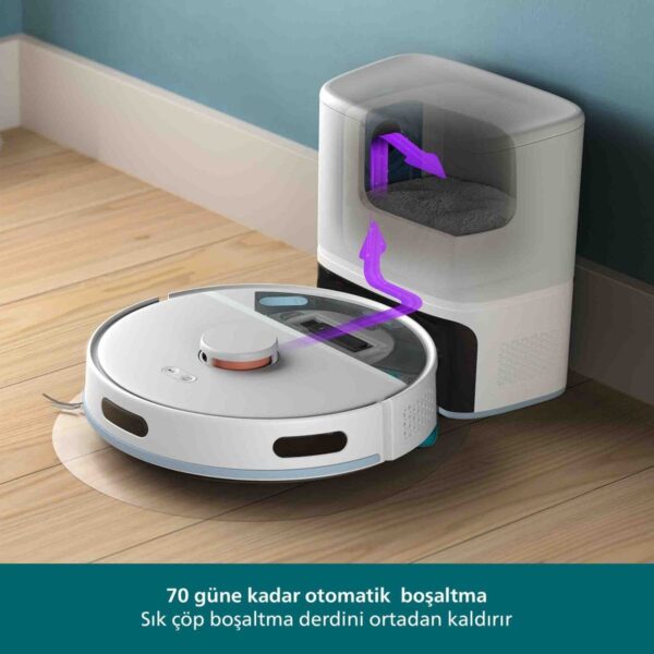 Philips 2000 Serisi Robot Süpürge, Islak ve Kuru Temizlik, LDS Radar Teknolojisi, Otomatik Boşaltma İstasyonu, HomeRun, Beyaz, XU2100/25