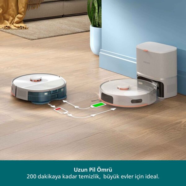 Philips 5000 Serisi Islak Kuru Robot Süpürge, Yüksek Emiş Gücü, Uzun Çalışma Süresi, HomeRun, Otomatik Boşaltma İstasyonu, Beyaz, XU5100/20